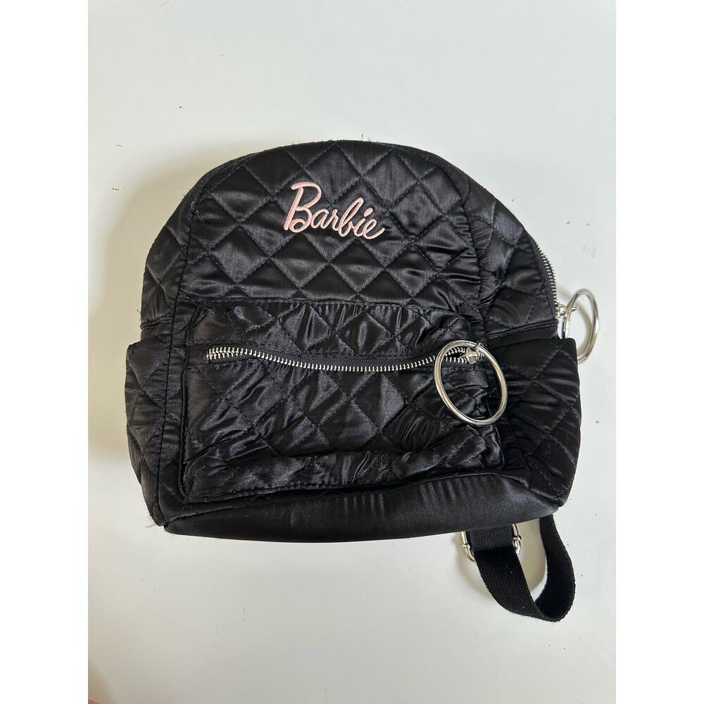 Missguided x Barbie Black Satin Backpack - Picture 2 of 13